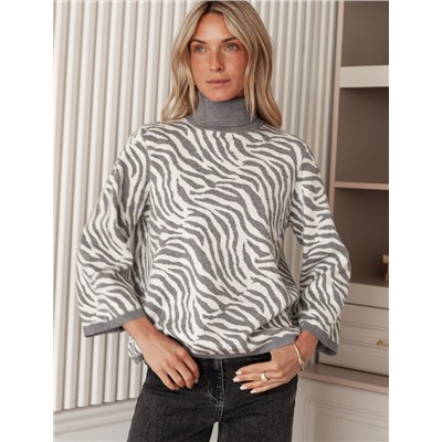 Свитер жаккардовой вязки с кашемиром