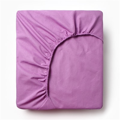 Простыня на резинке 2-спальная «Этель», 180×200+25 см, сиреневая, поплин