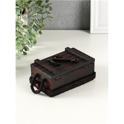 Шкатулка для украшений «Морской сундук с якорем», с ручкой, дерево, красно-коричневая, 12.8×8×5.5 см