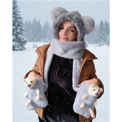 Шапка-шарф с ушками и шарфик