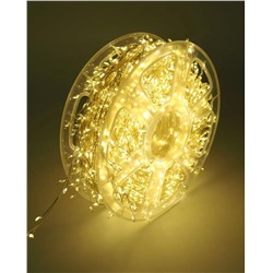 Гирлянда нить МИШУРА, хвойная лапа, (провод БЕЛЫЙ) с ПУЛЬТОМ, свечение теплое - желтое