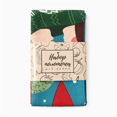 Набор кухонный полотенец «Доляна» Время теплых объятий 35×60 см-4 штуки, 100% хлопок, 160 г/м²