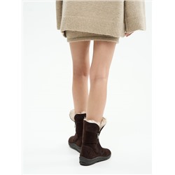 Полусапоги женские шоколадные замшевые с замком на литой подошве