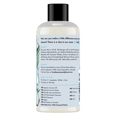 Love Beauty and Planet, Radical Refresher Body Wash, Coconut Water & Mimosa Flower, 3 fl oz (89 ml)