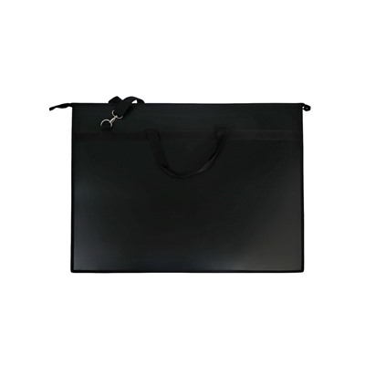 УЦЕНКА Папка А2 с ручками пластик молния сверху 650×480×50 мм ПР 6, плеч.ремень, Черный