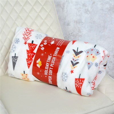 Плед флисовый 150х200 см Елки / GP611-8 /уп 20/100/ 714088 новогодний