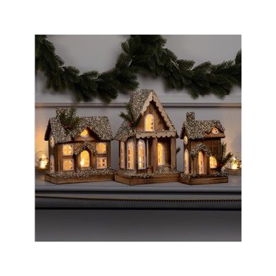 Фигура деревянная «Изба», 21×12×23 см, 5 LED, батарейки AAx2 (не в комплекте), свечение теплое белое