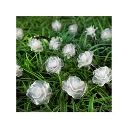 Гирлянда «Нить», 4.5 м, уличная, с насадками «Цветок», IP44, 30 LED, 2 режима, солнечная батарея, тёмная нить, свечение синее/фиолетовое/розовое