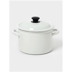 Кастрюля эмалированная, 4 л, d=21.3 см, с крышкой, без декора, белая