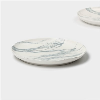 Десертные тарелки Magistro Real Marble, d=21 см, набор 2 шт., фарфор, белые