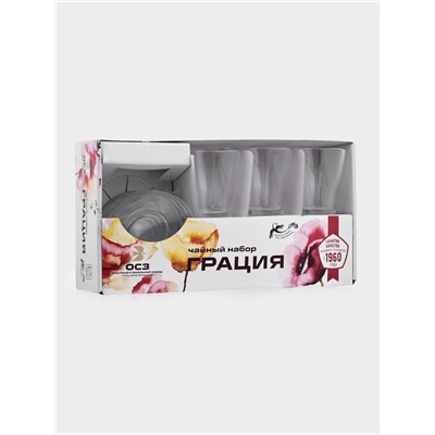 Чайный сервиз ОСЗ «Грация», 12 предметов: кружка 250 мл, 6 шт., блюдце, 6 шт., стекло