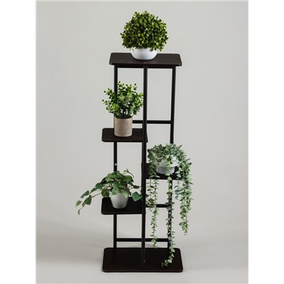 Подставка для цветов Greengo, 5 полок, 36×23×94 см, напольная, каркас металл, полки МДФ, чёрная