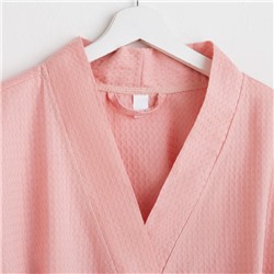 Халат вафельный женский удлинённый Экономь и Я размер 42-44, цвет пудра, 100% хлопок, 200 г/м²