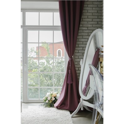 Штора блэкаут портьерная «Этель», 130×300 см, фиолетовая