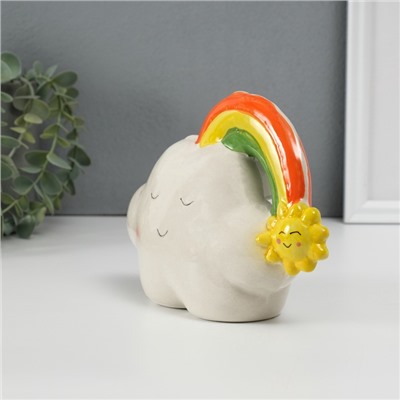 Копилка для денег «Облачко-шарик с радугой», керамика, 7.5×18×13.2 см