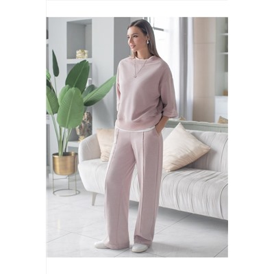 Свитшот свободный из петельчатого футера двухнитки с эластаном VILATTE, 1228121