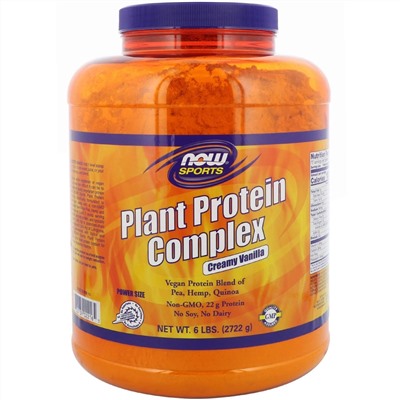 Now Foods, Sports, комплекс растительного протеина, кремовая ваниль, 2722 г (6 фунтов)