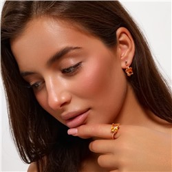 Комплект ювелирная бижутерия коллекция  "Дубай" серьги и кольцо 18 р, покрытие: позолота, вставка: фианиты, цвет: желтый и прозрачный, арт.217.320-18