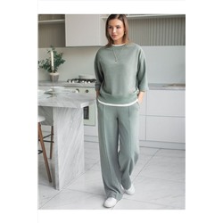 Брюки прямые из премиального футера двухнитки с эластаном VILATTE, 1228031