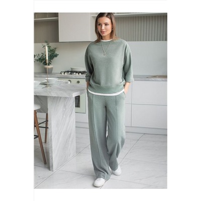 Брюки прямые из премиального футера двухнитки с эластаном VILATTE, 1228031