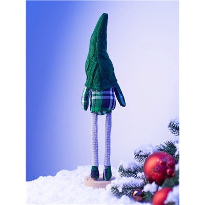 Фигура текстиль «Гном в зелёном» 42 см, 1 LED, от батареек AG10×3, свечение тёплое белое