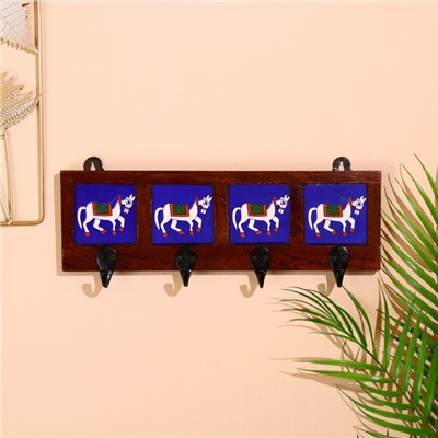 Вешалка «Караван. Лошади», 22×4×12 см, 4 крючка, дерево, МИКС