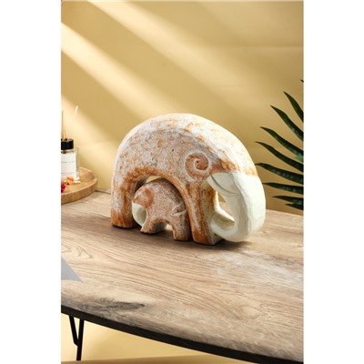 Сувенирный набор «Слониха со слоненком», 24×5×18 см, дерево албезия, бело-коричневый