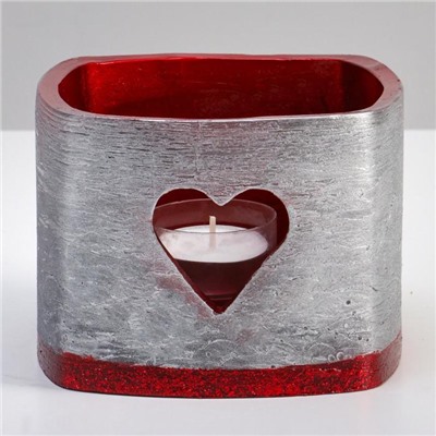 Лампион - подсвечник на 1 свечу «Желание», 13×13×9.5 см, серебряный, квадратный