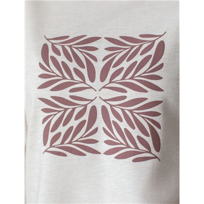 Свободный свитшот с принтом и разрезами из эластичного футера двухнитки без начеса