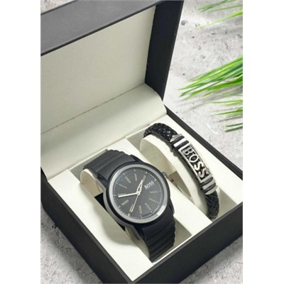 Подарочный набор для мужчины часы и браслет + коробка #22853350