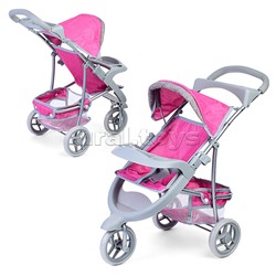 Коляска для кукол, 3-колесная, металлическая, прогулочная, с тентом, с корзиной