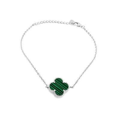 Браслет из серебра малахит прес., ТФБ-3