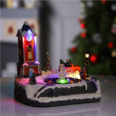 Светодиодная фигура «Ратуша» 25.5×25.5×21 см, полистоун, от батареек АА×3, USB, свечение мульти