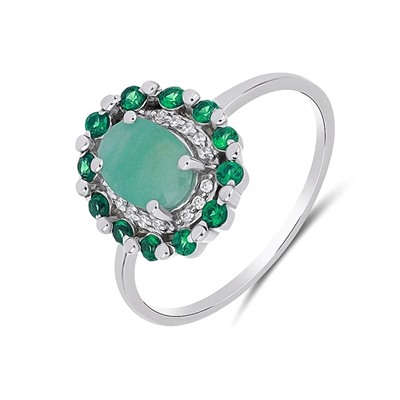 Кольцо, изумруд берилл , наноизумруд, Снежана