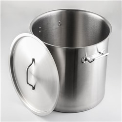 УЦЕНКА Кастрюля из нержавеющей стали HoReCa, 50 л, толщина 0.8 мм, 201 сталь, металлическая крышка