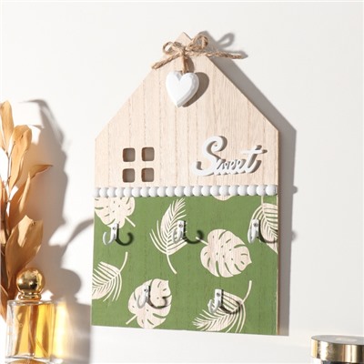 Настенные крючки декоративные «Пальмовые листья. Дом», дерево, 2.5×20.2×28.8 см