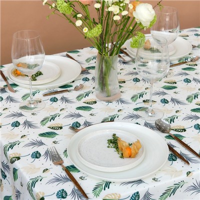 Скатерть «Этель. Домашние растения», 149×220 см, 80% хлопок, 20% п/э, сатин 110 г/м²