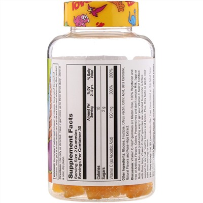 KAL, Vitamin C-Rex Yummy Gummy, Orange, 120 mg, 60 Gummies