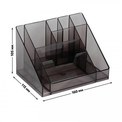 Подставка для письменных принадлежностей "Каскад" серая тонированная ОР14 Стамм