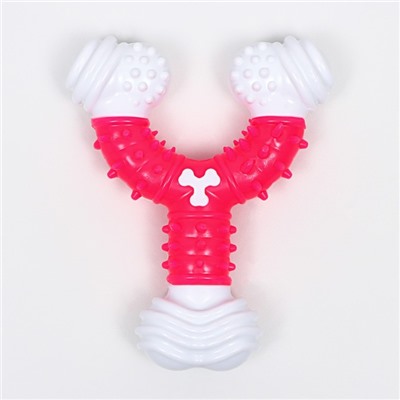 Игрушка двухслойная (твердый и мягкий пластик) «Рогатка», 12 см, розовая