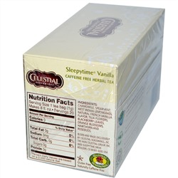 Celestial Seasonings, Травяной чай, Sleepytime Vanilla, без кофеина, 20 пакетиков, 1,0 унции (29 г)