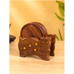 Подставка под горячее «Кошка», набор 6 шт., 11.5×13×6.5 см, дерево шишам