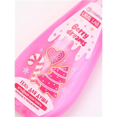 Подарочный набор новогодний: гель для душа и мочалка для тела, аромат ягодный коктейль, URAL LAB