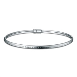 Браслет жесткий из серебра с замком на магнитах родированный 20-14-1011