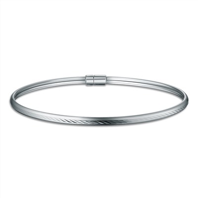 Браслет жесткий из серебра с замком на магнитах родированный 20-14-1011