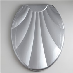 Сиденье для унитаза «Ракушка», 44.5×37 см, с крышкой, серебристый перламутр