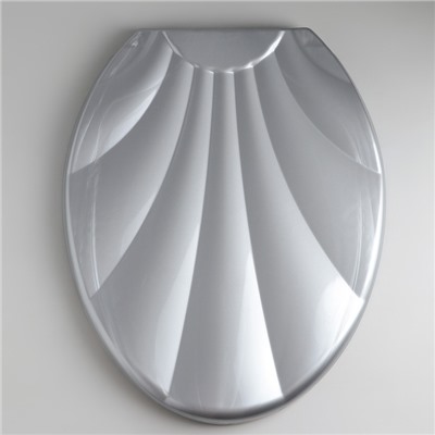 Сиденье для унитаза «Ракушка», 44.5×37 см, с крышкой, серебристый перламутр