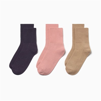 Носки женские KAFTAN Base, набор 3 пары, размер 36-39 (23-25 см) сиреневый, розовый, бежевый