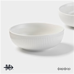 Салатники Magistro Edne, 600 мл, 15.5×5.5 см, набор 2 шт., фарфор, белые