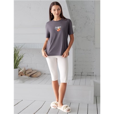 Футболка с принтом свободная эластичная из премиального хлопка